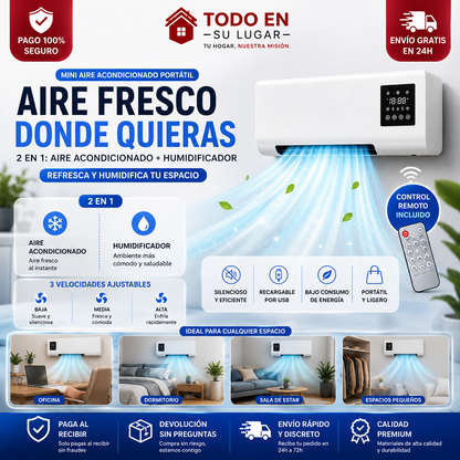 Mini aire acondicionado portátil 2 en 1
