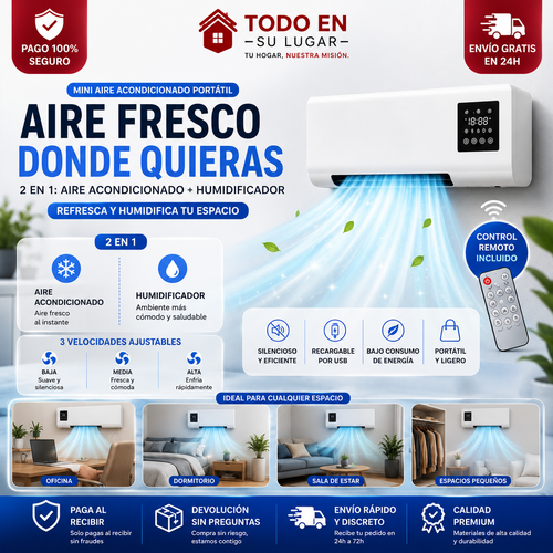 Mini aire acondicionado portátil 2 en 1