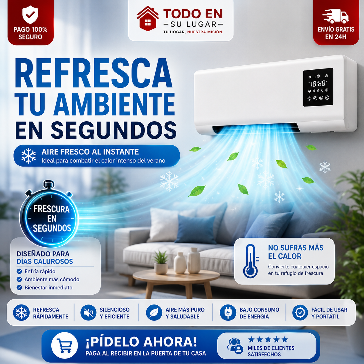 Mini aire acondicionado portátil 2 en 1